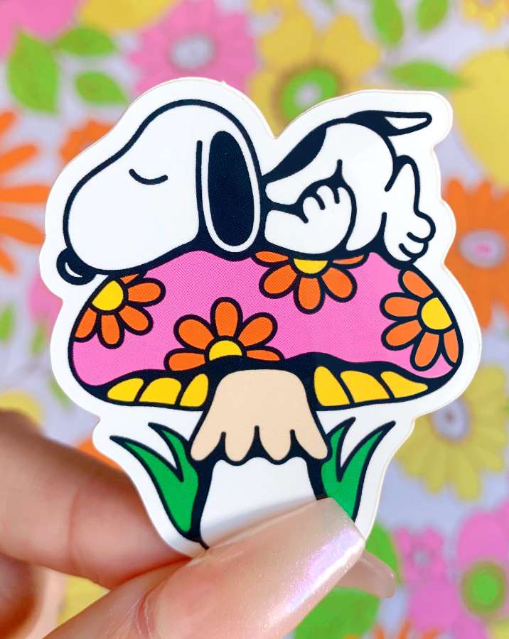 Sleepy pup mushroom sticker