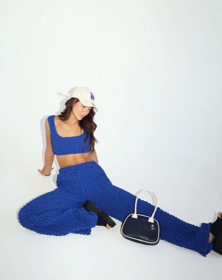Cobalt Bubble Wide Leg Pants