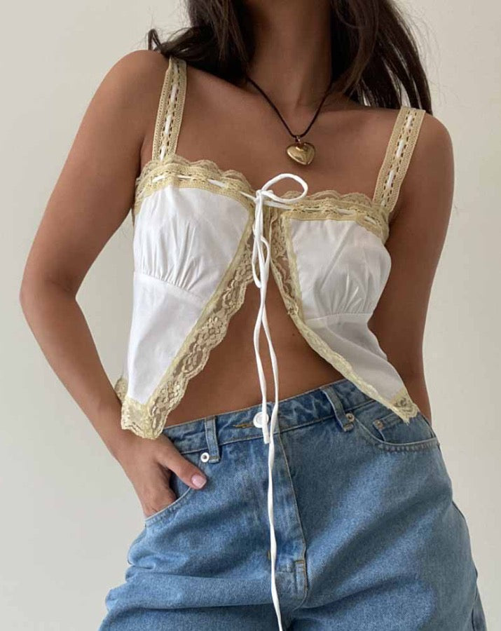 Tea Lace Trim Top