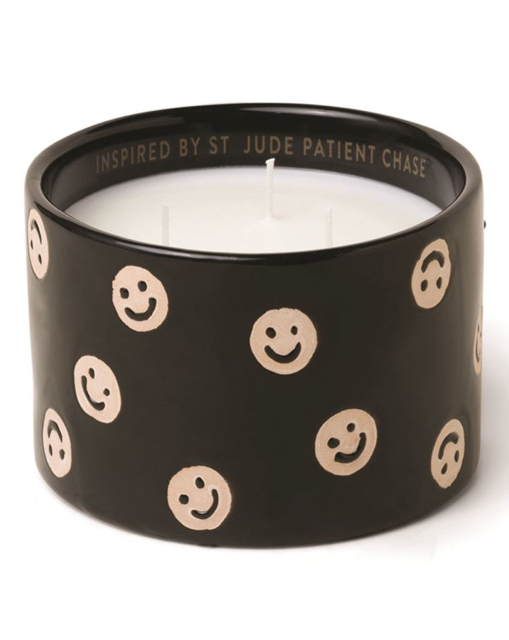 GIVEBACK 11 OZ ST. JUDE BLACK CERAMIC VESSEL - SMILEY FACES BY CHASE