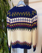 Vintage Royal Blue Fair Isle Knit Sweater