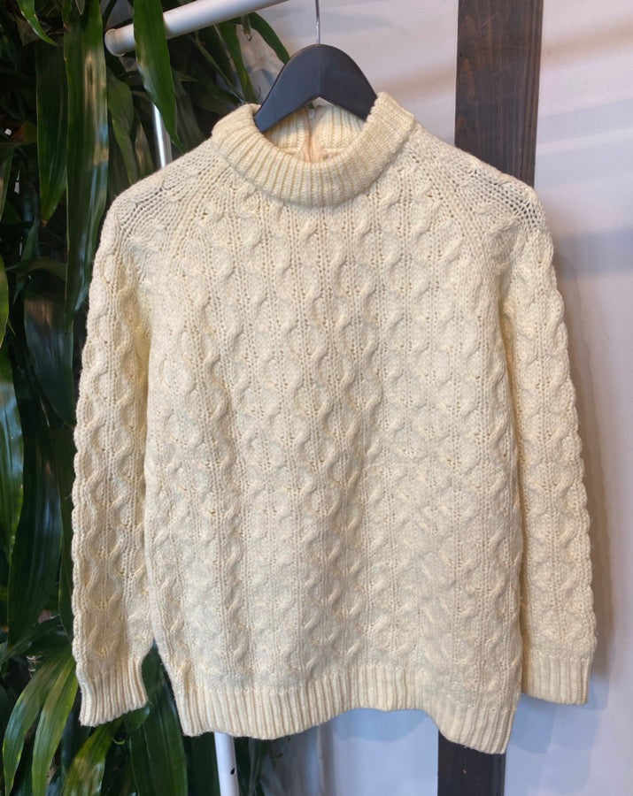 Vintage Cable Knit Sweater with 3/4 Zipper