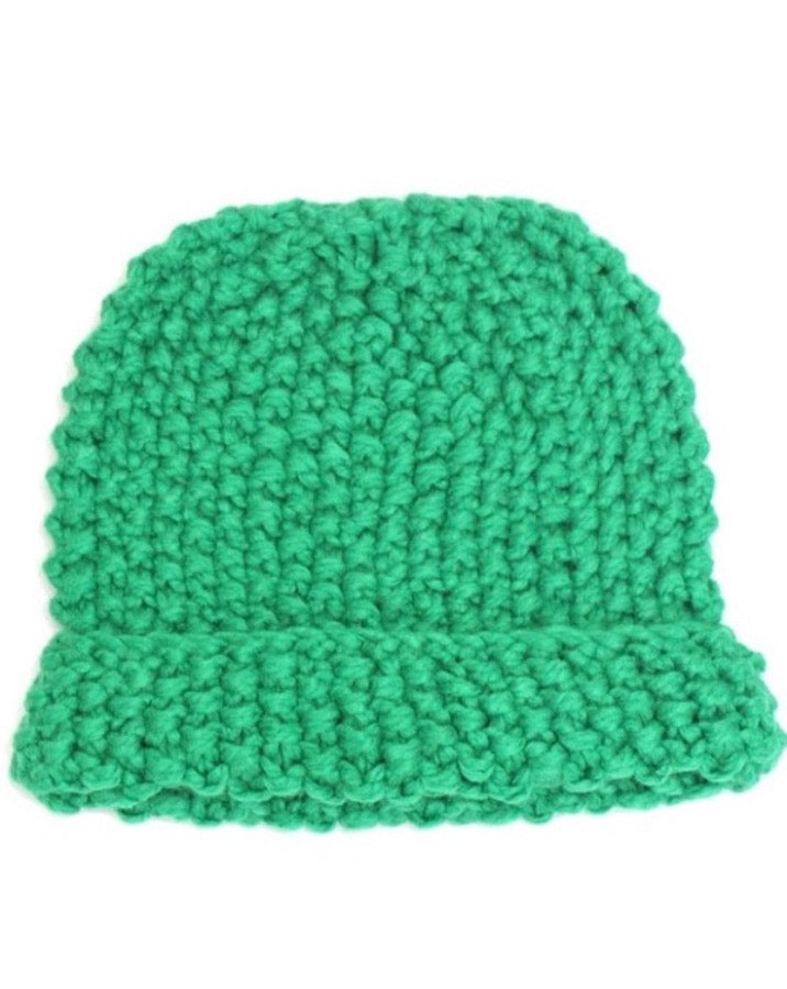 Kelly Green Crochet Knit Beanie