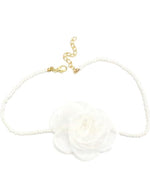 White Pearl Flower Choker