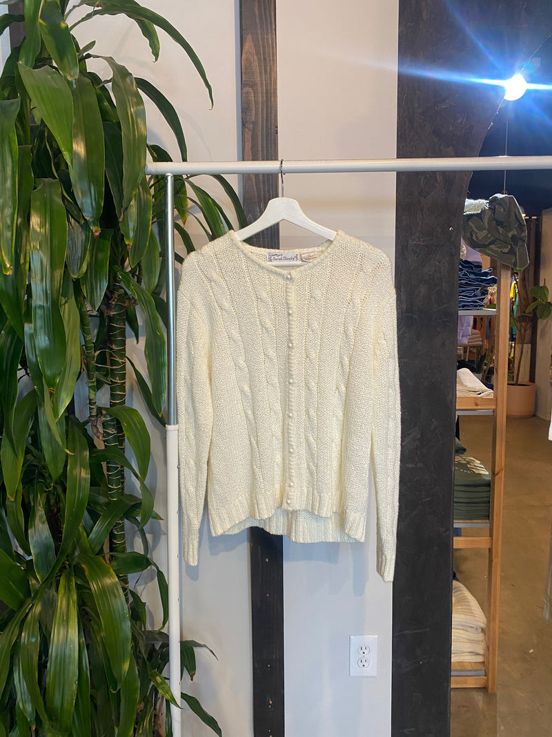 Vintage Ivory Cable Knit Cardigan