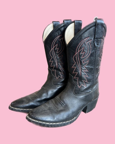 Youth black cowboy boots shop