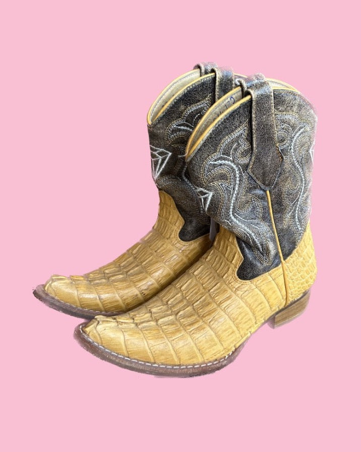 Vintage Kids Gold Cowboy Boots