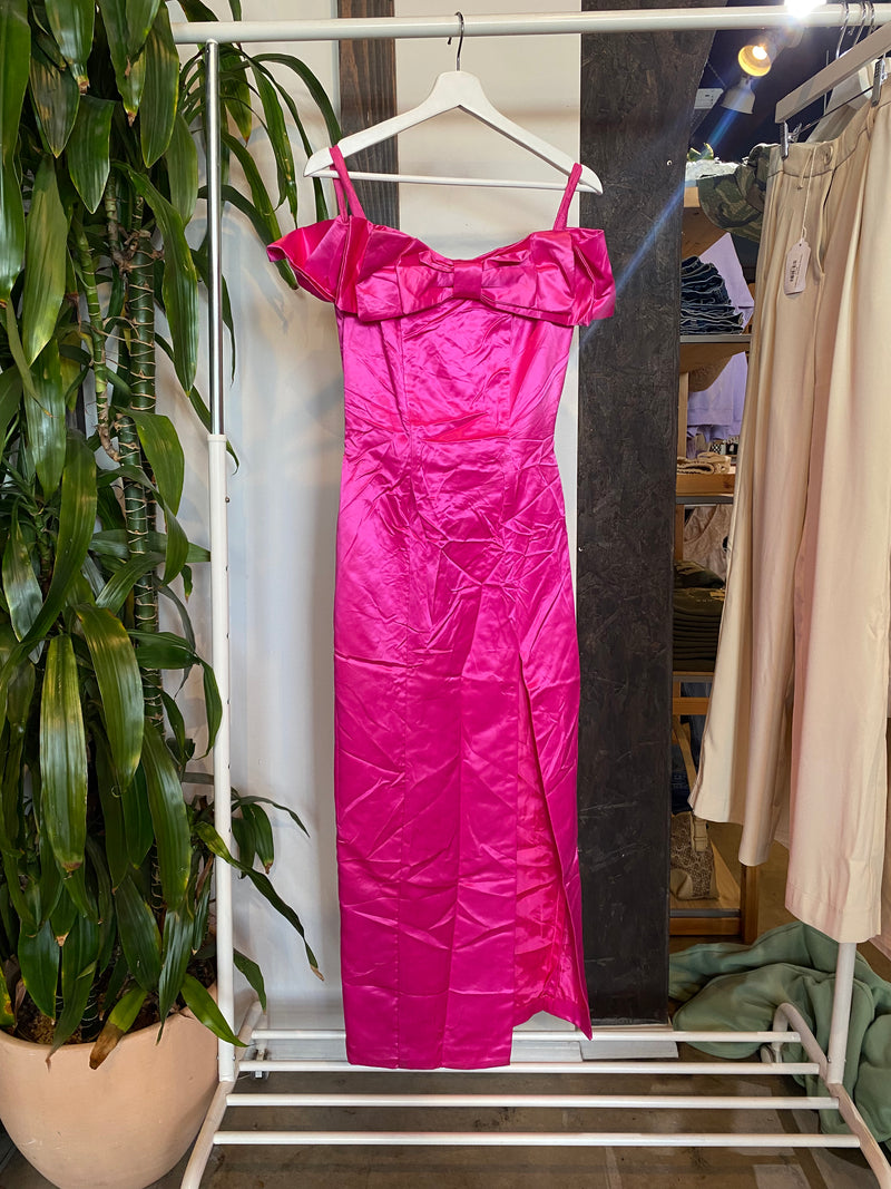 Vintage Hot Pink Satin Dress