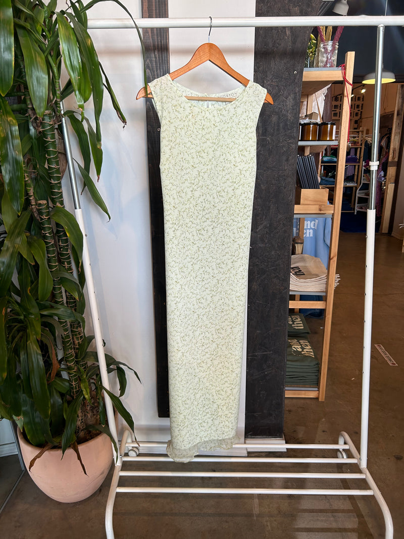 Vintage Sage Floral Maxi Dress