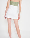 White Denim Slit Mini Skirt