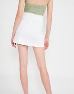 White Denim Slit Mini Skirt