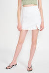 White Denim Slit Mini Skirt