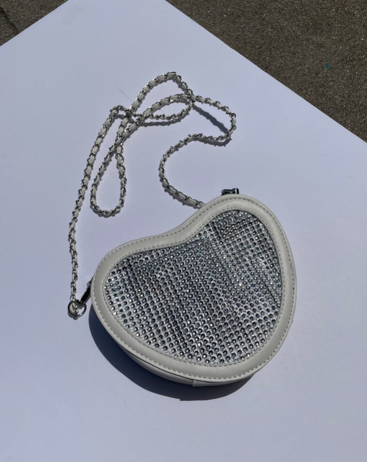 White Sparkle Heart Bag